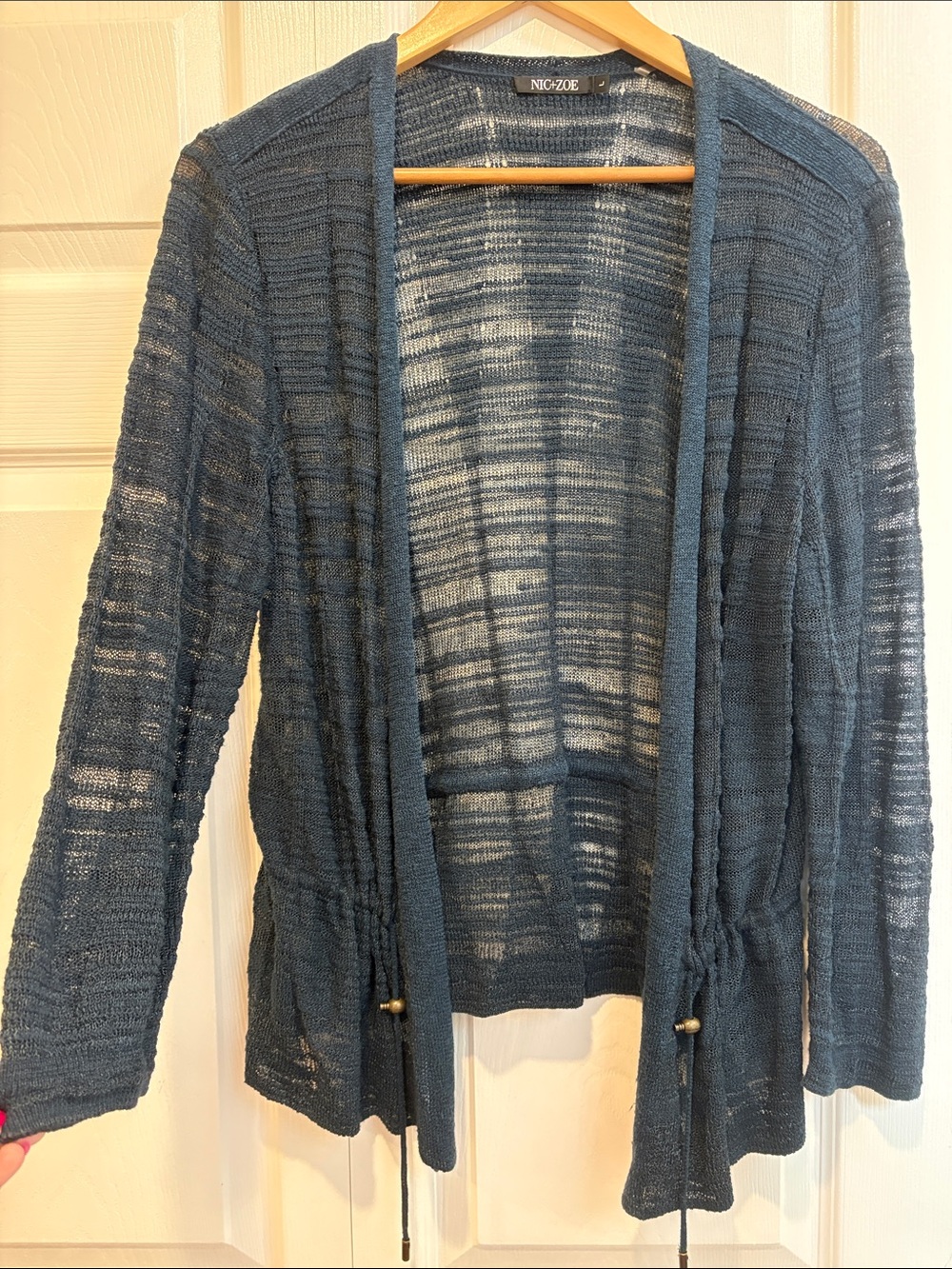 NIC+ZOE Open-Front Teal-Blue Lightweight Cardigan